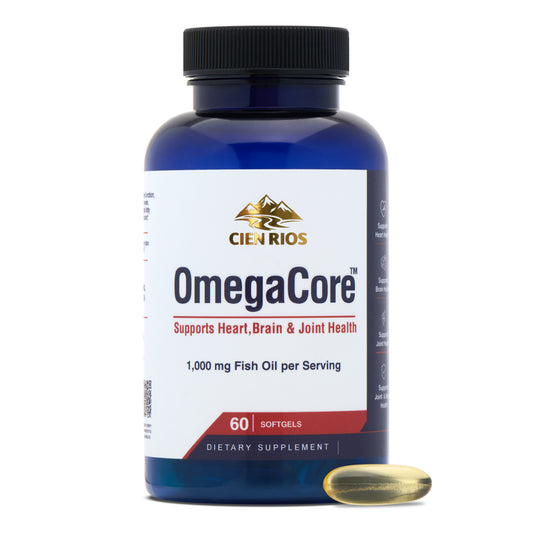 OmegaCore bottle with softgel — what's inside