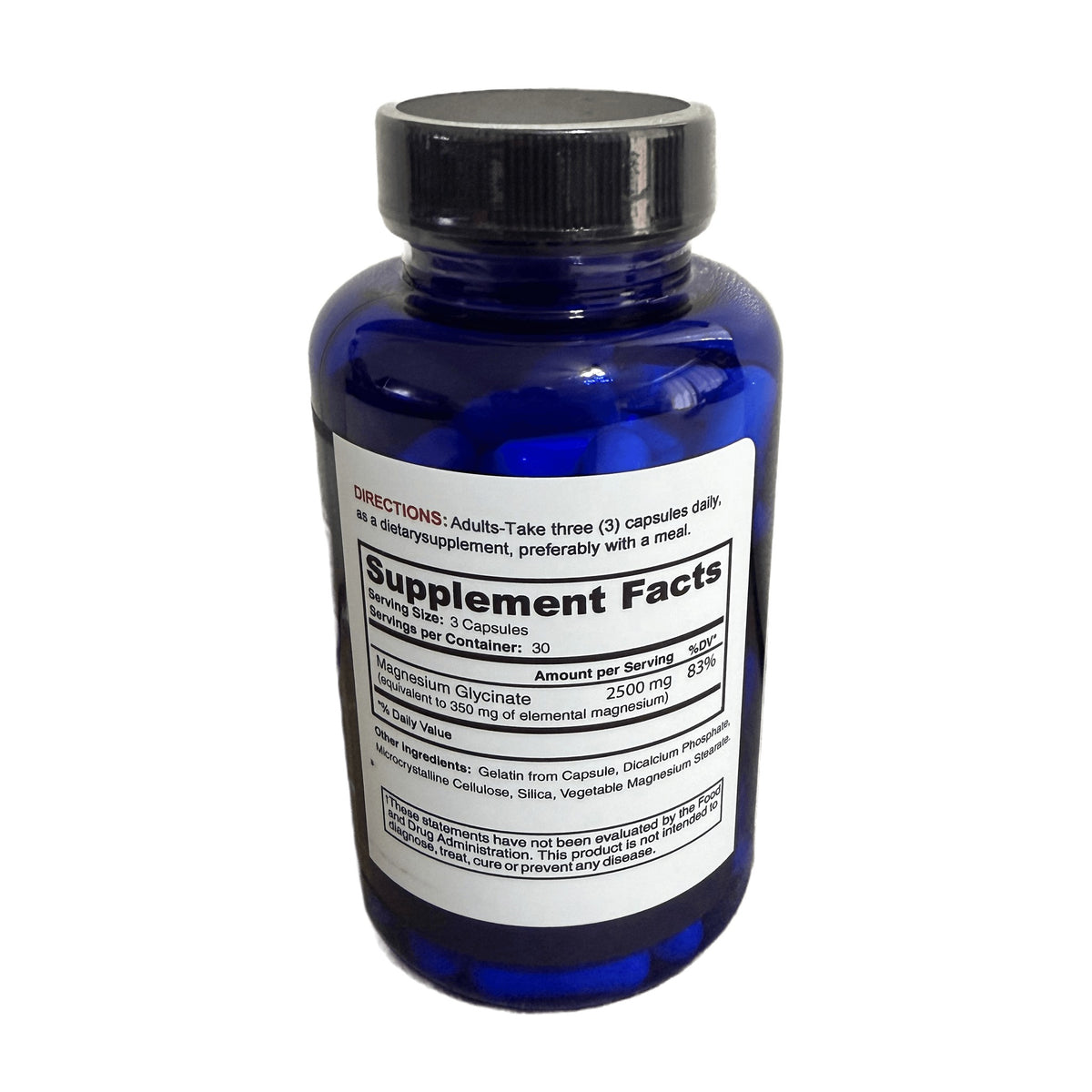 CalmCore Supplement Facts panel, white background